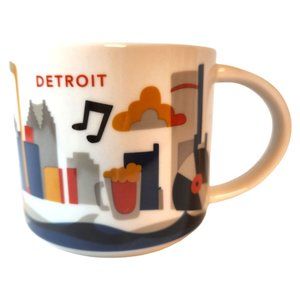 Starbucks 3015 "You Are Here" DETROIT Coffee Mug Burnt Orange Interior 14 oz